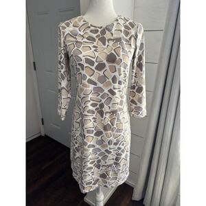 J McLaughlin Dress Womens XS Giraffe Print 3/4 Sleeve Nylon Blend Animal Comfort